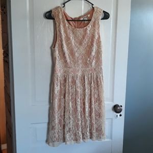 Peach and cream lace dress